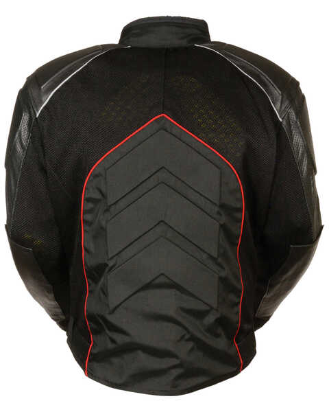 Image #3 - Milwaukee Leather Men's Combo Leather Textile Mesh Racer Jacket - 3X, Black/red, hi-res