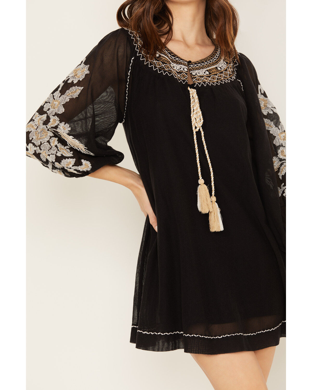 Image #3 - Shyanne Women's Gauze Embroidered Mini Dress, Black, hi-res