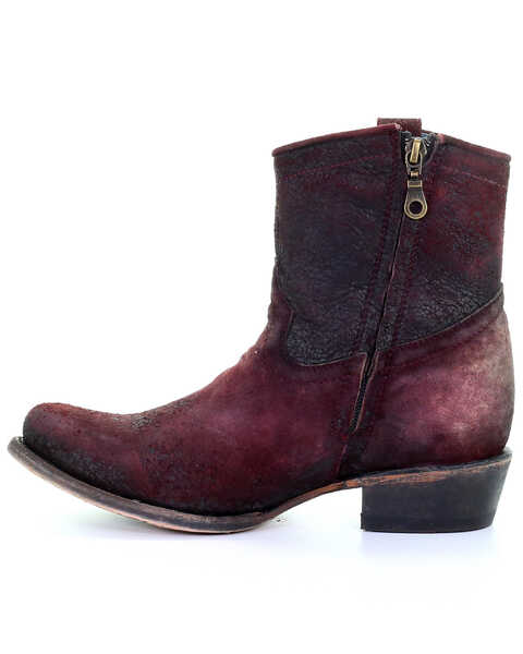 Image #3 - Corral Women's Wine Red Lamb Booties - Round Toe, , hi-res