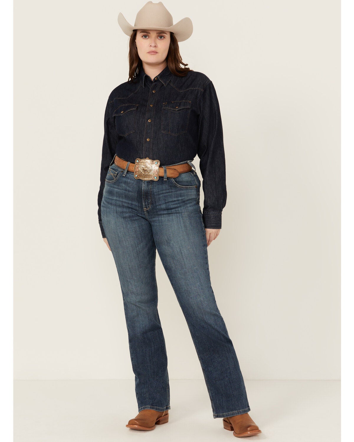 Ariat Women's Dark Wash Ella Bootcut Denim Jeans - Plus, Dark Wash, hi-res