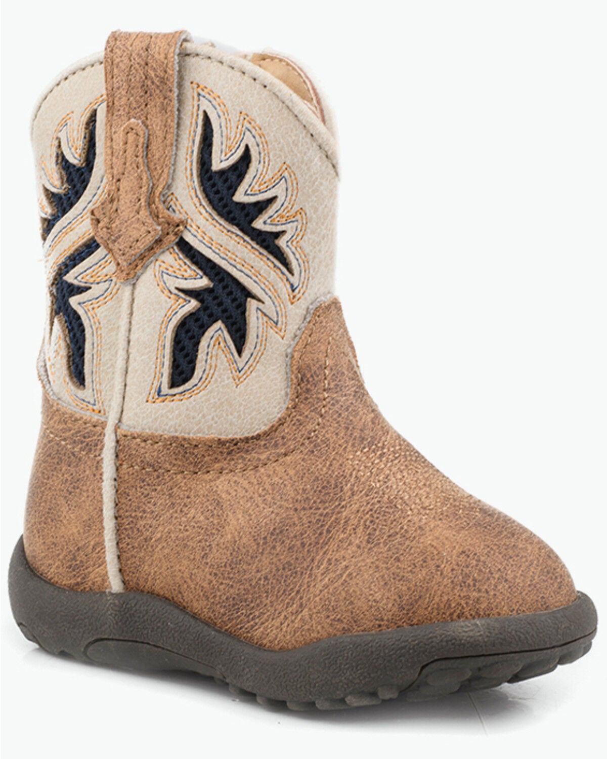 Roper Infant Kid's Cowbabies Draftmaster Western Boots - Round Toe, Tan, hi-res