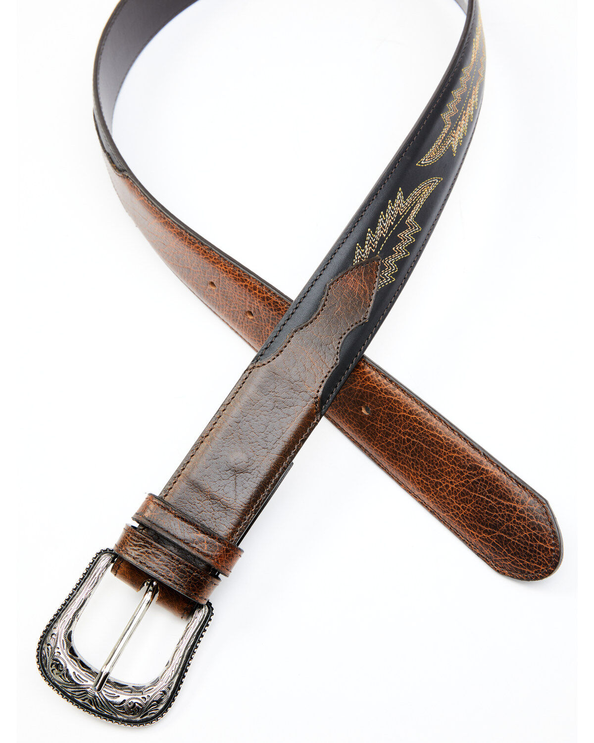 Image #2 - Cody James Men's Two-Tone Brown Buck Western Belt, , hi-res