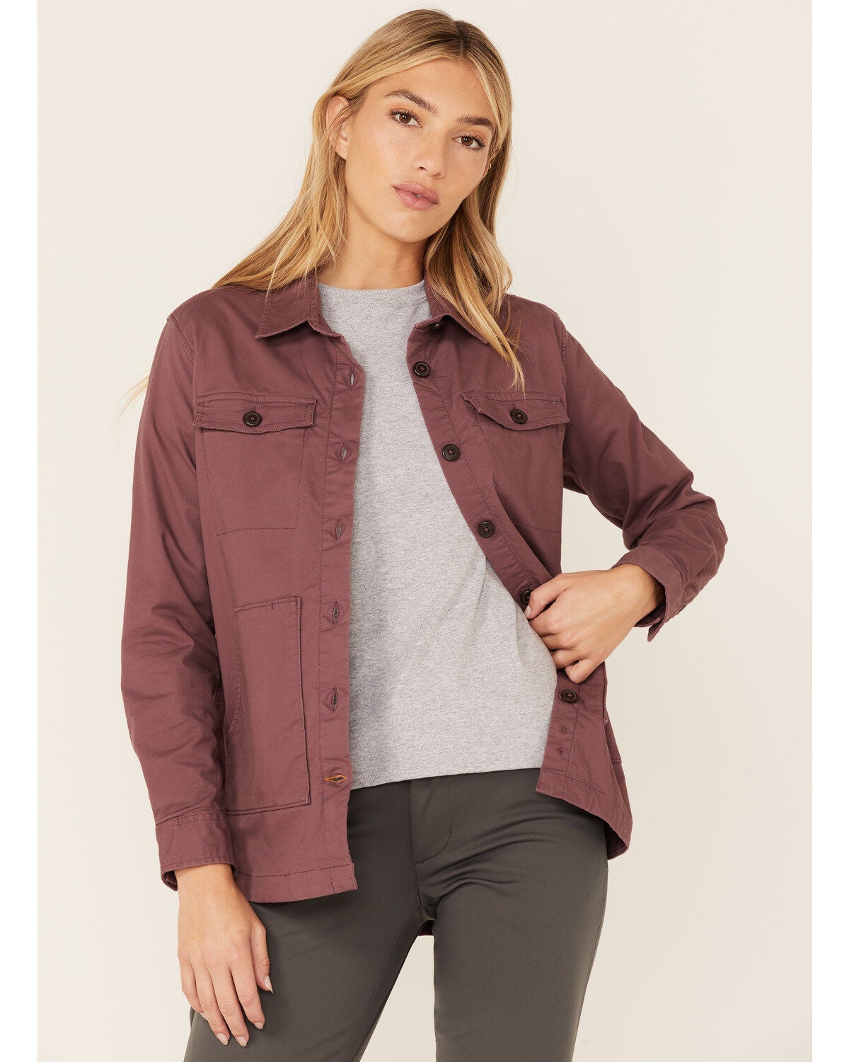 carhartt women's loose twill long sleeve jersey lined shirt