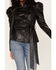 Flying Tomato Women's Faux Leather Puff Sleeve Shirt, Black, hi-res