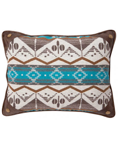 Carstens Home Southwestern Stripe Faux Leather Pillow, Blue, hi-res