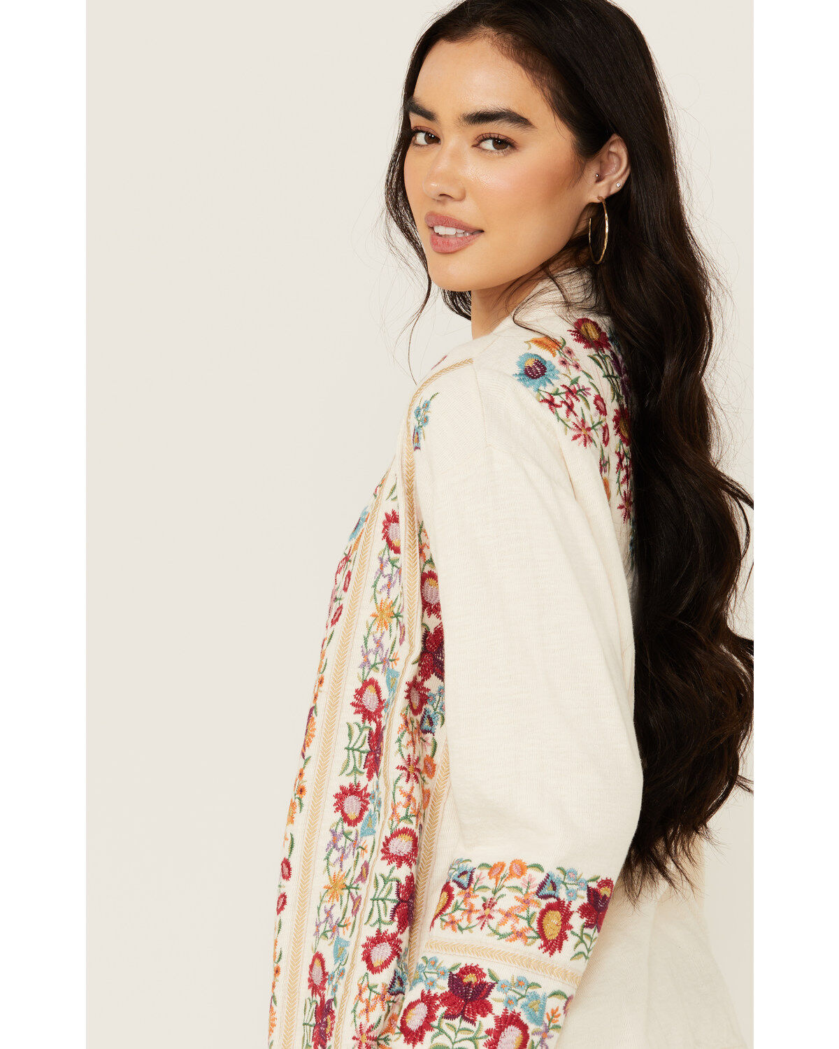 Image #2 - Johnny Was Women's Embroidered Floral Sweater, White, hi-res