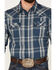 Cody James Men's Expression Large Plaid Snap Western Shirt , Navy, hi-res