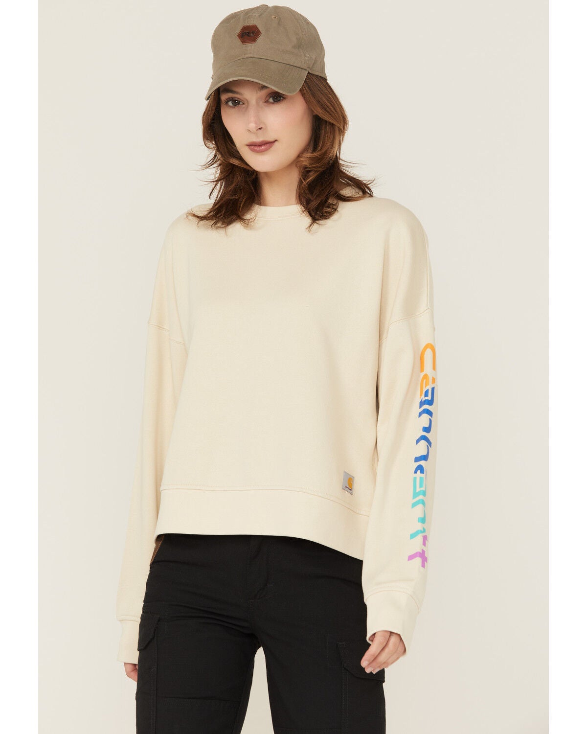 Carhartt Women's TENCEL&trade; Fiber Series Loose Fit Long Sleeve Graphic Sweatshirt, Oatmeal, hi-res
