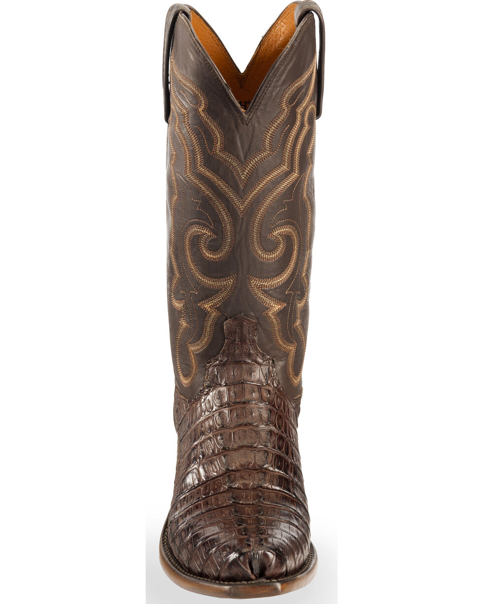 Lucchese Mens Handmade Franklin Hornback Caiman Tail Western Boot Snip Toe