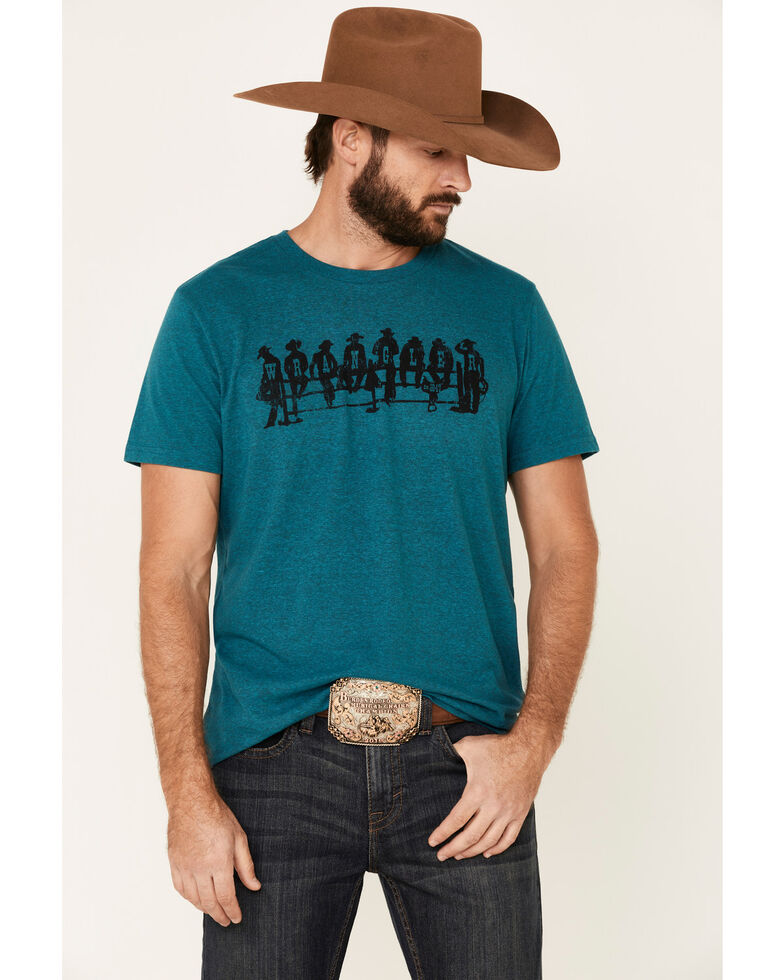 Wrangler Men's Blue Cowboy Lineup Logo Graphic T-Shirt , Blue, hi-res
