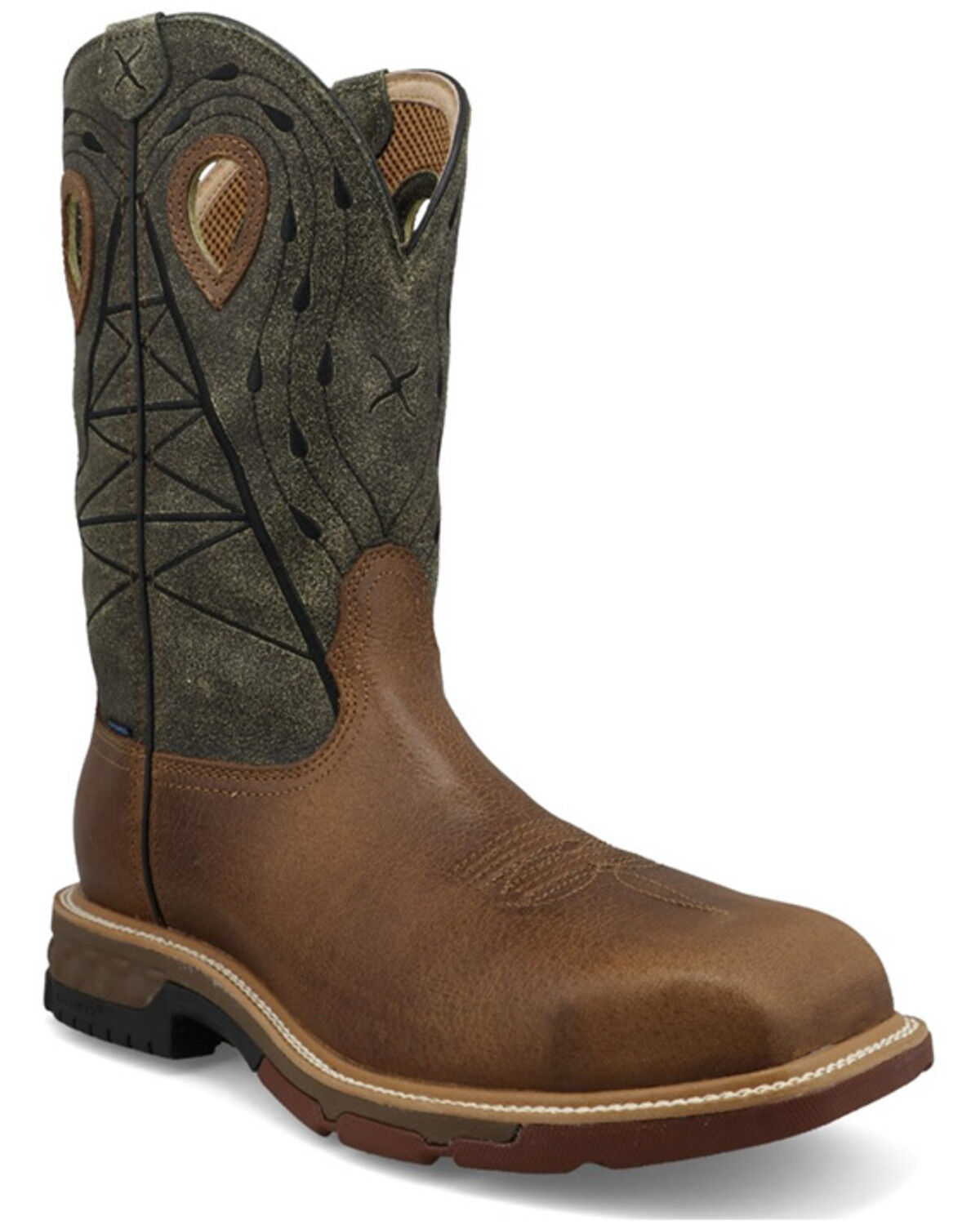 Image #1 - Twisted X Men's 12" Western Work Boots - Nano Composite Toe, Brown, hi-res