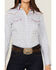 Panhandle Women's Mini Southwestern Geo Whipstitch Long Sleeve Western Shirt, Blue, hi-res