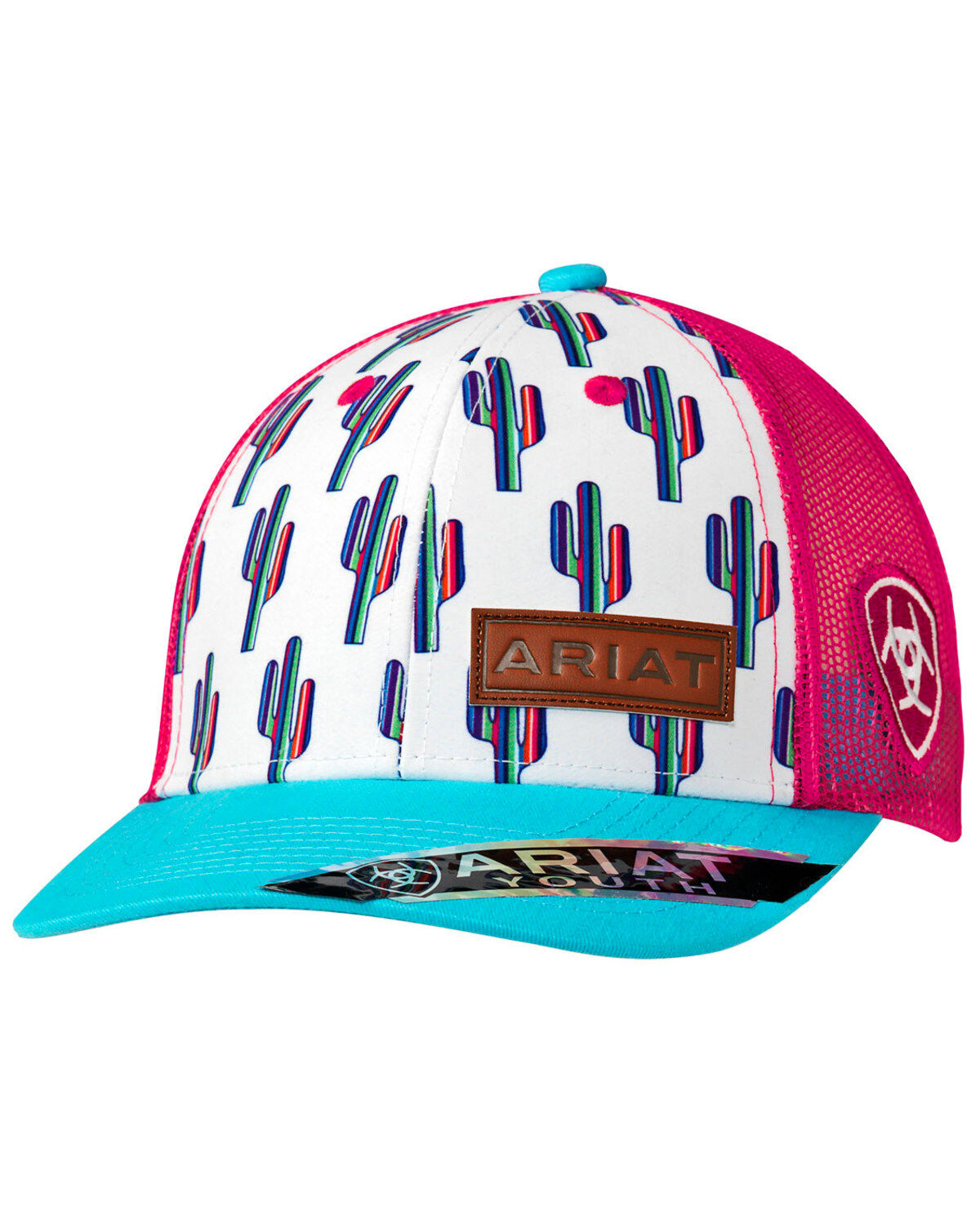 Image #1 - Ariat Girls' Cactus Print Ball Cap, Green, hi-res