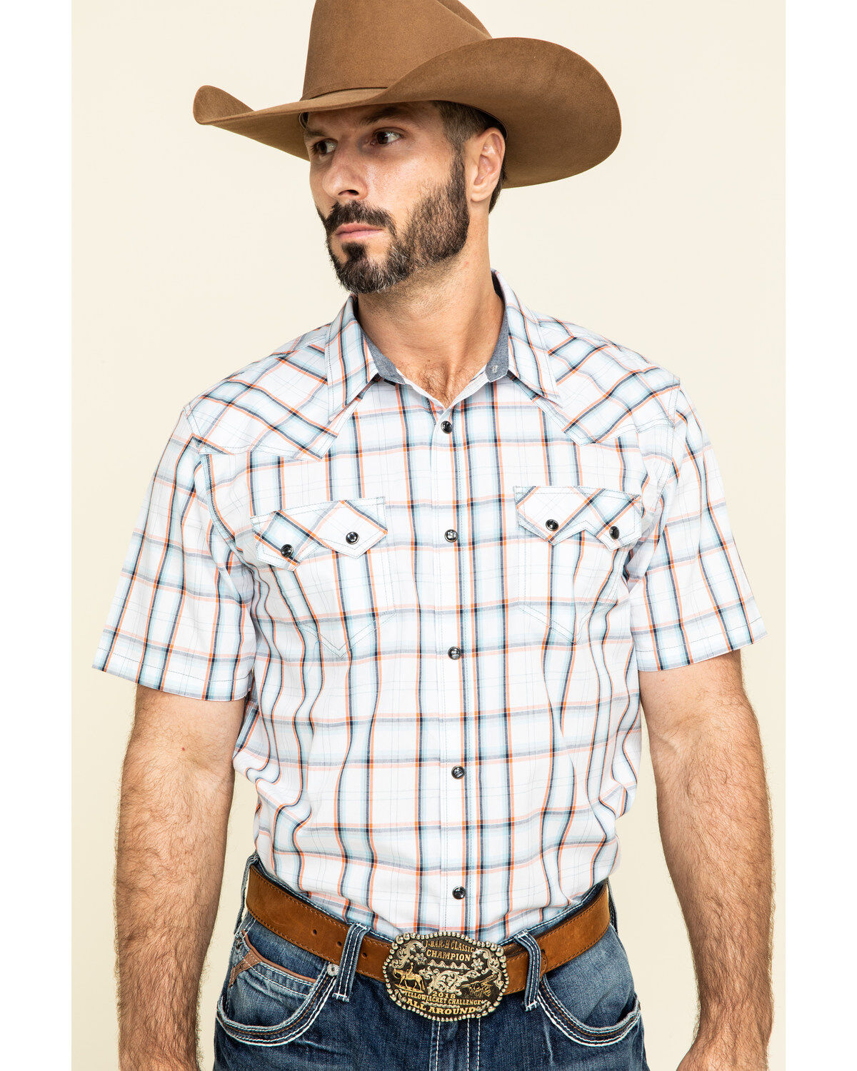 Image #1 - Cody James Men's Neon Glow Plaid Short Sleeve Western Shirt , , hi-res