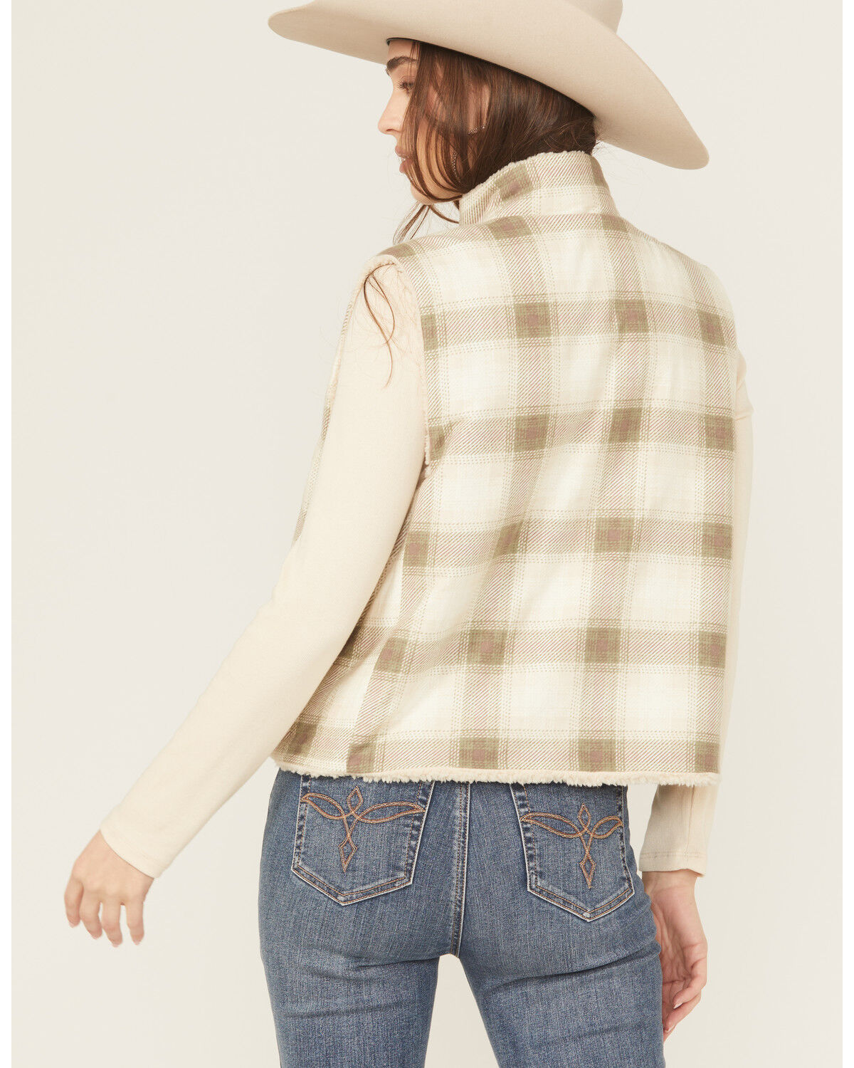 Image #4 - Cleo + Wolf Women's Reversible Sherpa Vest, Moss Green, hi-res