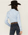 Image #4 - Shyanne Women's Solid Long Sleeve Button-Down Stretch Riding Shirt, Light Blue, hi-res