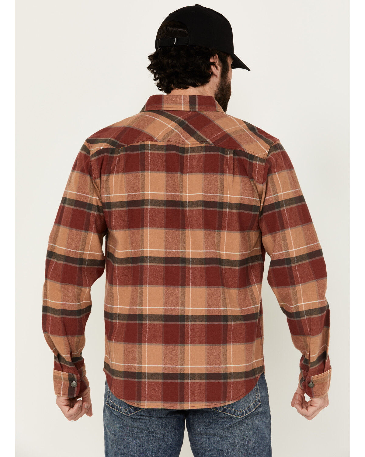 Image #4 - Brixton Men's Bowery Heavyweight Plaid Print Long Sleeve Snap Stretch Flannel Shirt, Grey, hi-res