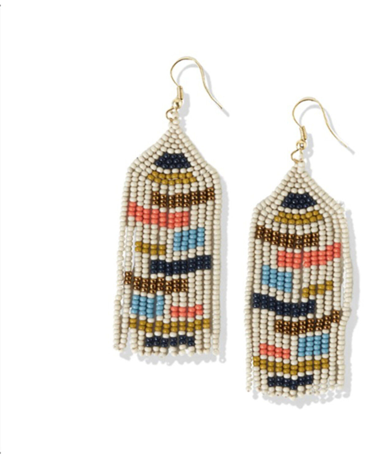 Image #1 - Ink + Alloy Women's Dollar Color Blocks Beaded Fringe Earrings, Multi, hi-res