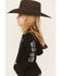 Image #2 - Cowgirl Hardware Girls' Blaze Horse Thermal Hoodie, Black, hi-res