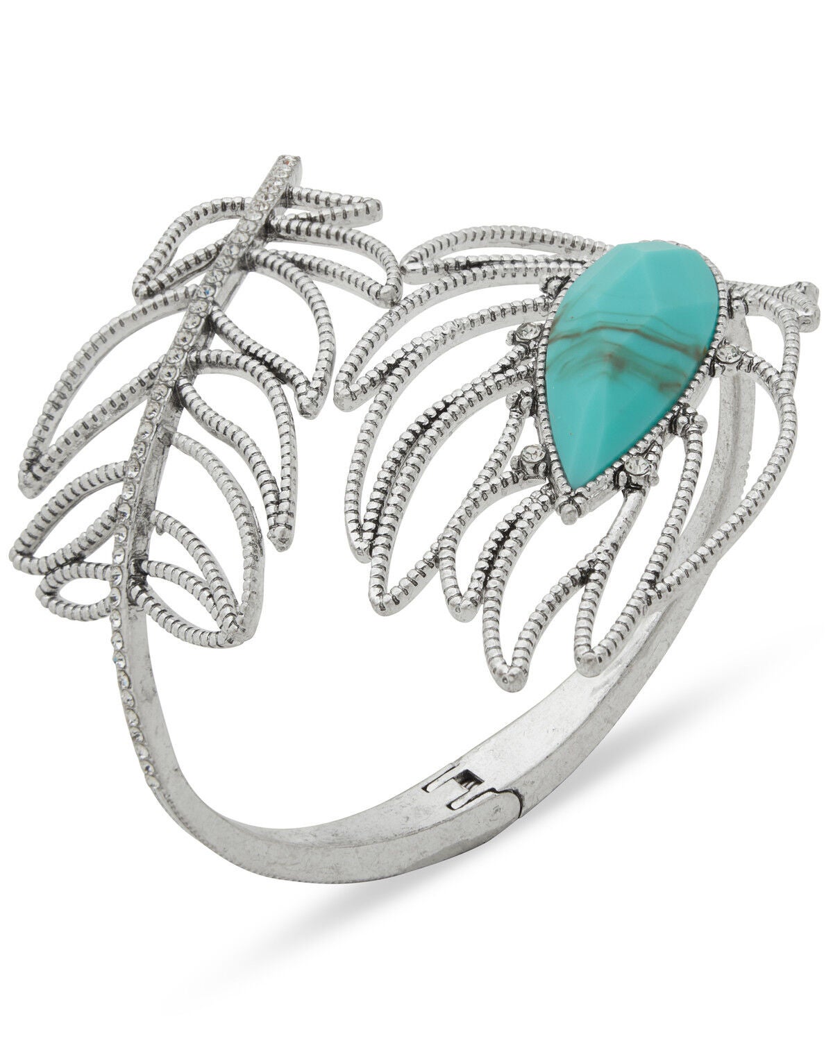 Image #1 - Lainey Wilson Women's Pav&eacute; Stone Feather Cuff, Silver, hi-res