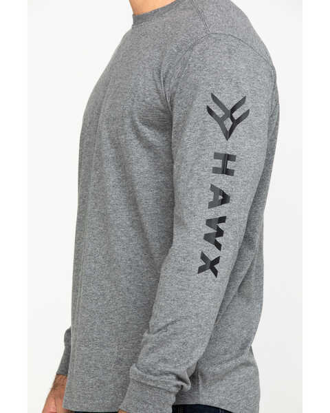 Image #4 - Hawx Men's Logo Long Sleeve Work T-Shirt , Heather Grey, hi-res