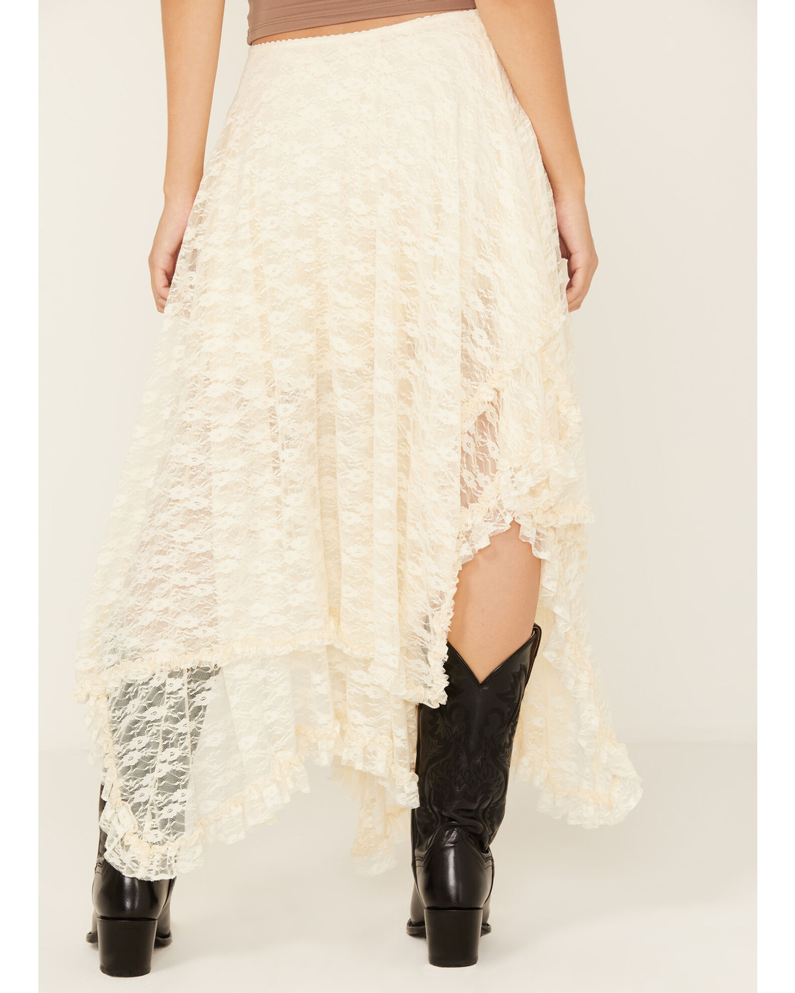 Product Name: La La Land Women's Novelty Hem Lace Midi Skirt