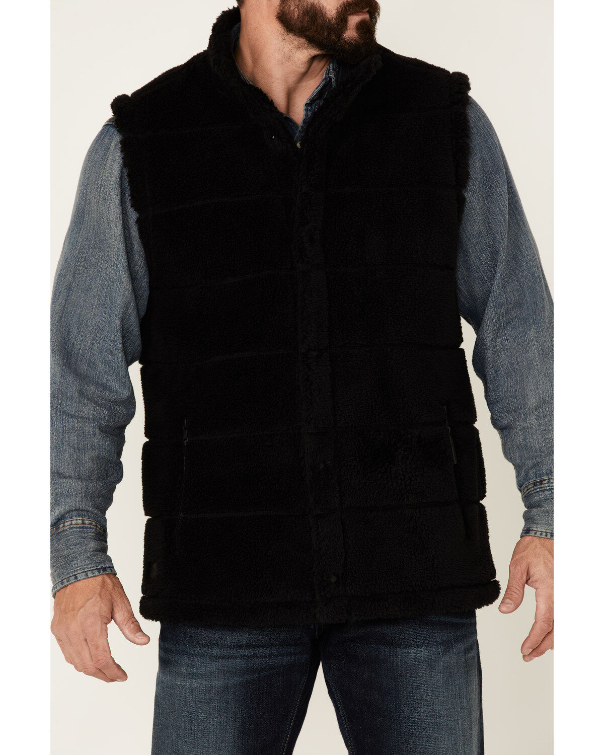 Image #3 - Cody James Men's Mesa Quilted Snap-Front Sherpa Vest, Black, hi-res