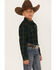 Cody James Boys' Plaid Print Long Sleeve Snap Western Flannel Shirt, Olive, hi-res