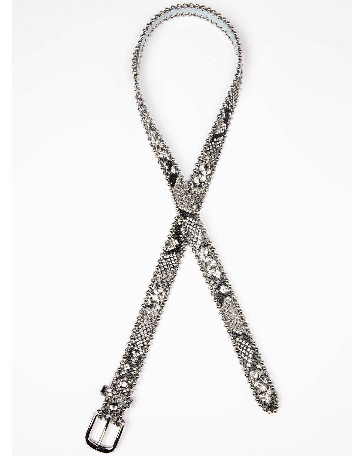 Image #1 - Shyanne Women's Snake Print Skinny Belt, Grey, hi-res