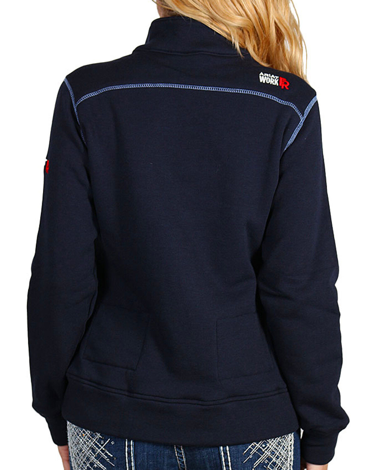 Image #2 - Ariat Women's Flame Resistant Polartec Fleece Sweatshirt, Navy, hi-res