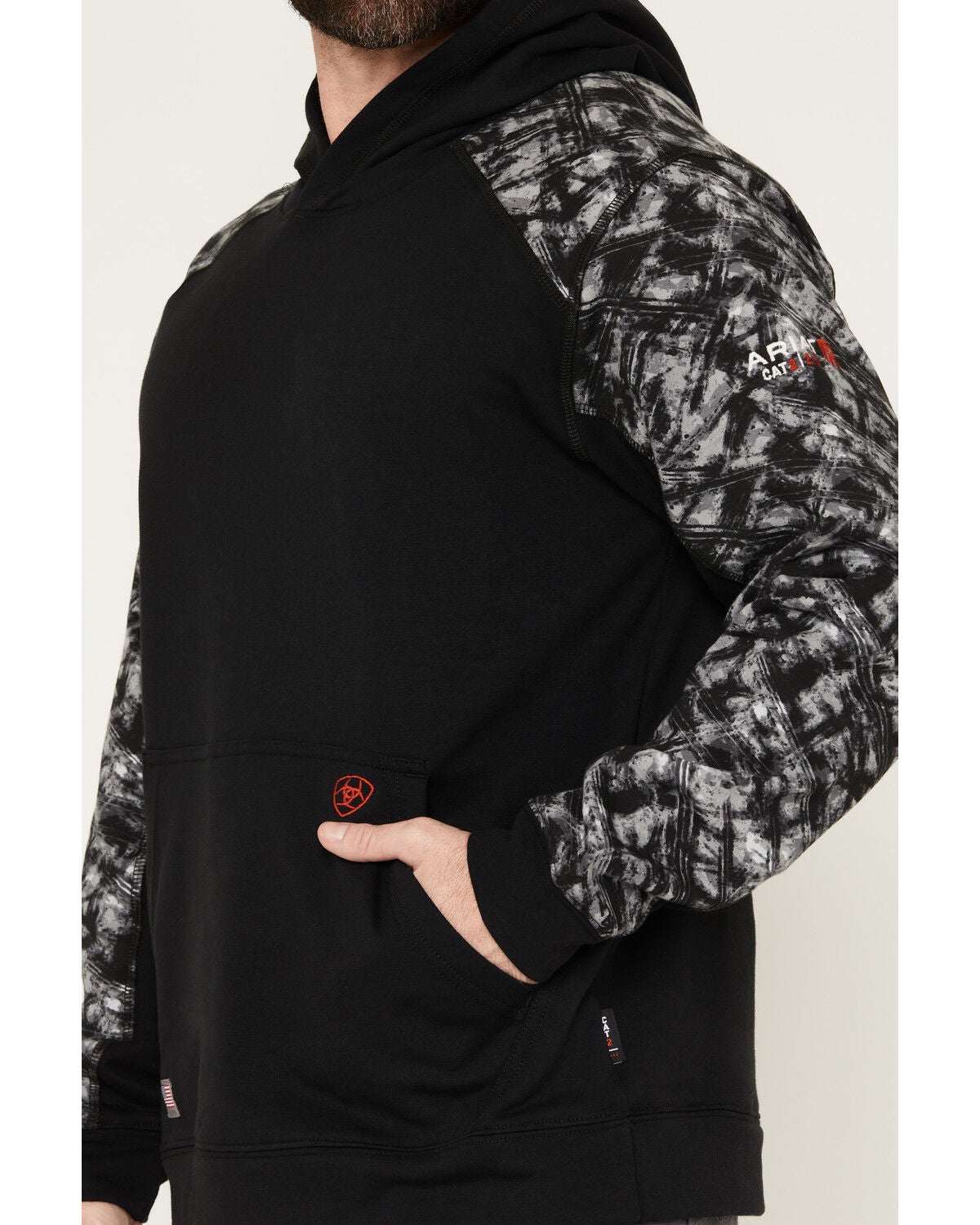 Image #3 - Ariat Men's FR Durastretch Color Block Hooded Sweatshirt, Camouflage, hi-res