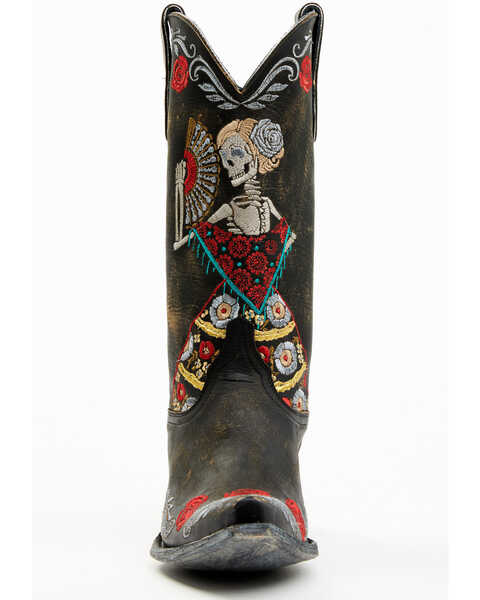 Image #4 - Old Gringo Women's Reinas La Catrina Skeleton & Floral Embroidered Tall Western Leather Boots - Snip Toe, , hi-res