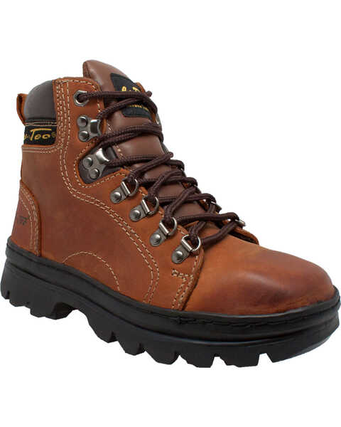 Ad Tec Women's 6" Leather Work Hiker Boots - Soft Toe, Brown, hi-res