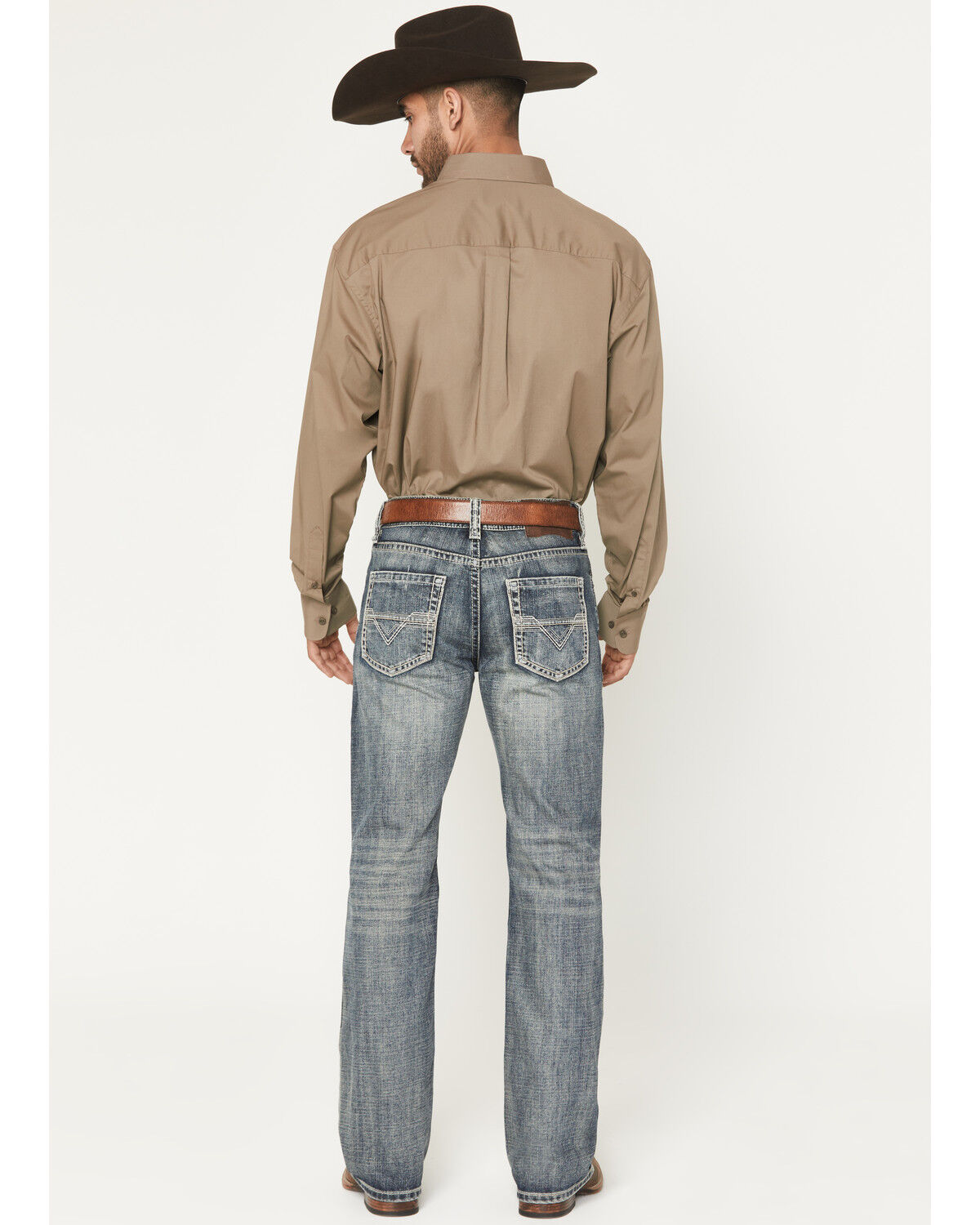Image #3 - Rock & Roll Denim Men's Double Barrel Medium Wash Relaxed Bootcut Rigid Denim, Dark Medium Wash, hi-res