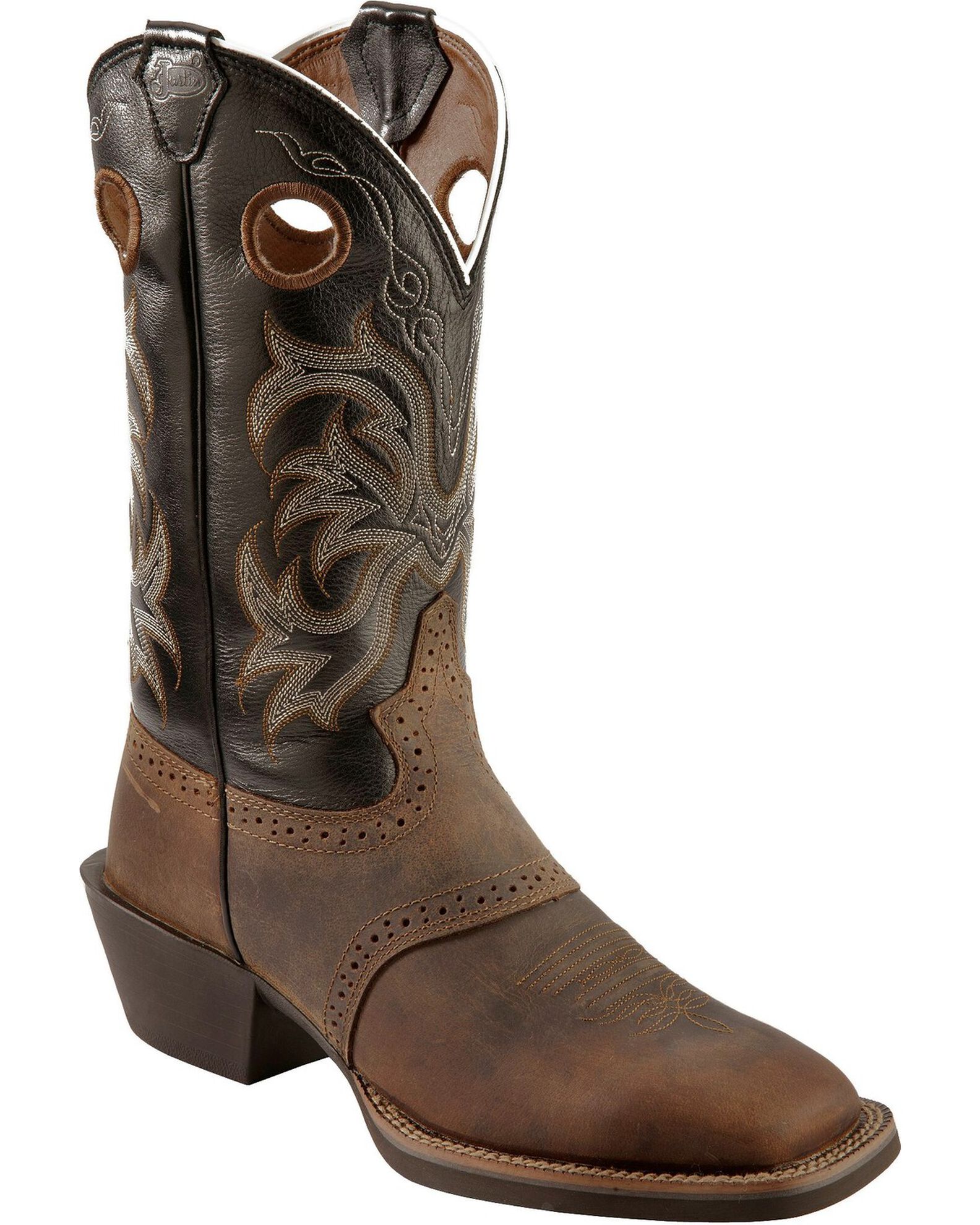 Product Name Justin Men s Punchy Stampede Black Cowboy Boots Square Toe