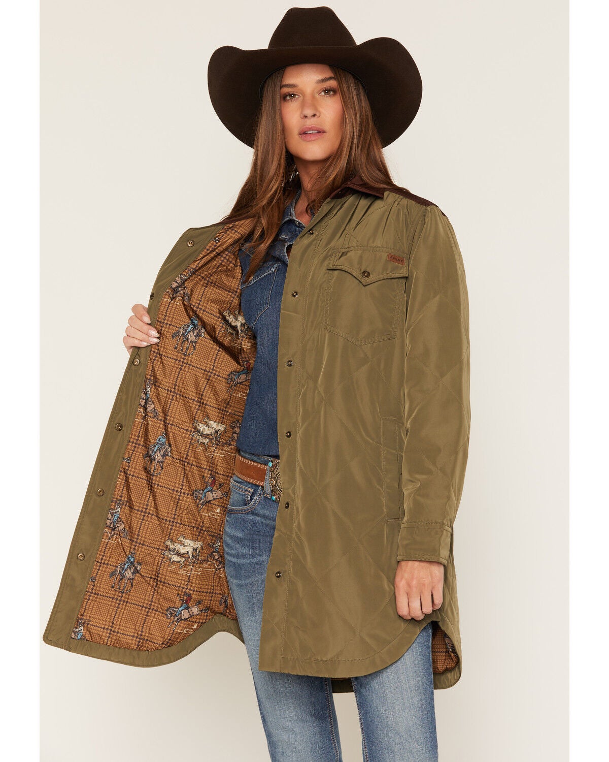 Image #2 - Ariat Women's Dilon Parka Jacket, Green, hi-res
