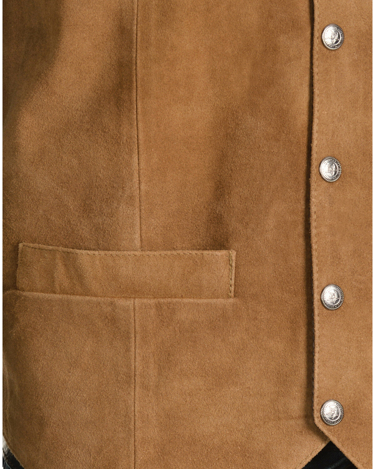 Image #2 - Scully Men's Lambskin Calf Suede Snap Front Vest, Rust, hi-res