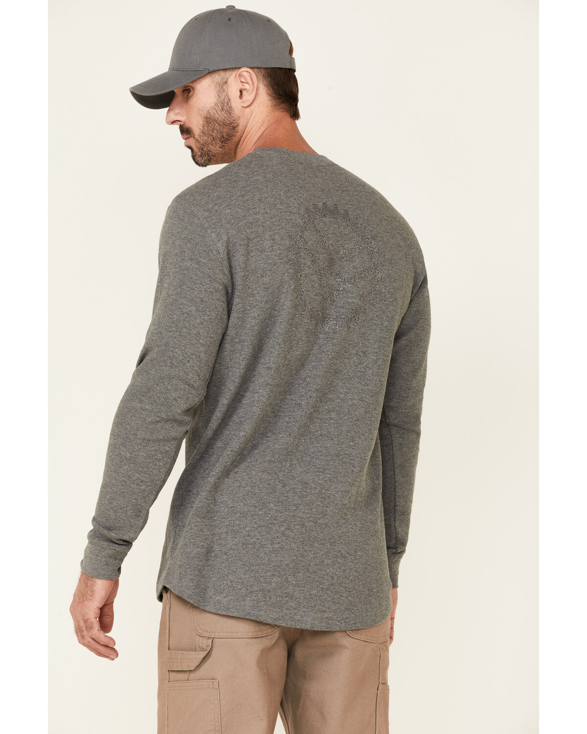 Image #4 - Hawx Men's Dark Gray Thermal Waffle Gear Graphic Crew Long Sleeve Work Shirt , , hi-res