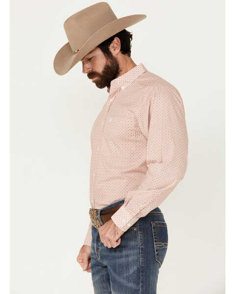Image #2 - Ariat Men's Derrick Geo Print Long Sleeve Button-Down Western Shirt - Tall , Rust Copper, hi-res