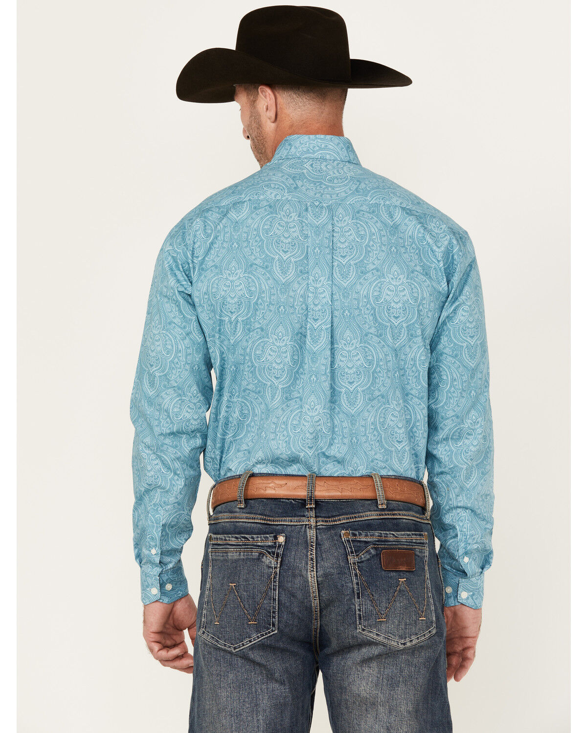 Image #4 - Stetson Men's Paisley Print Long Sleeve Button-Down Western Shirt, Blue, hi-res