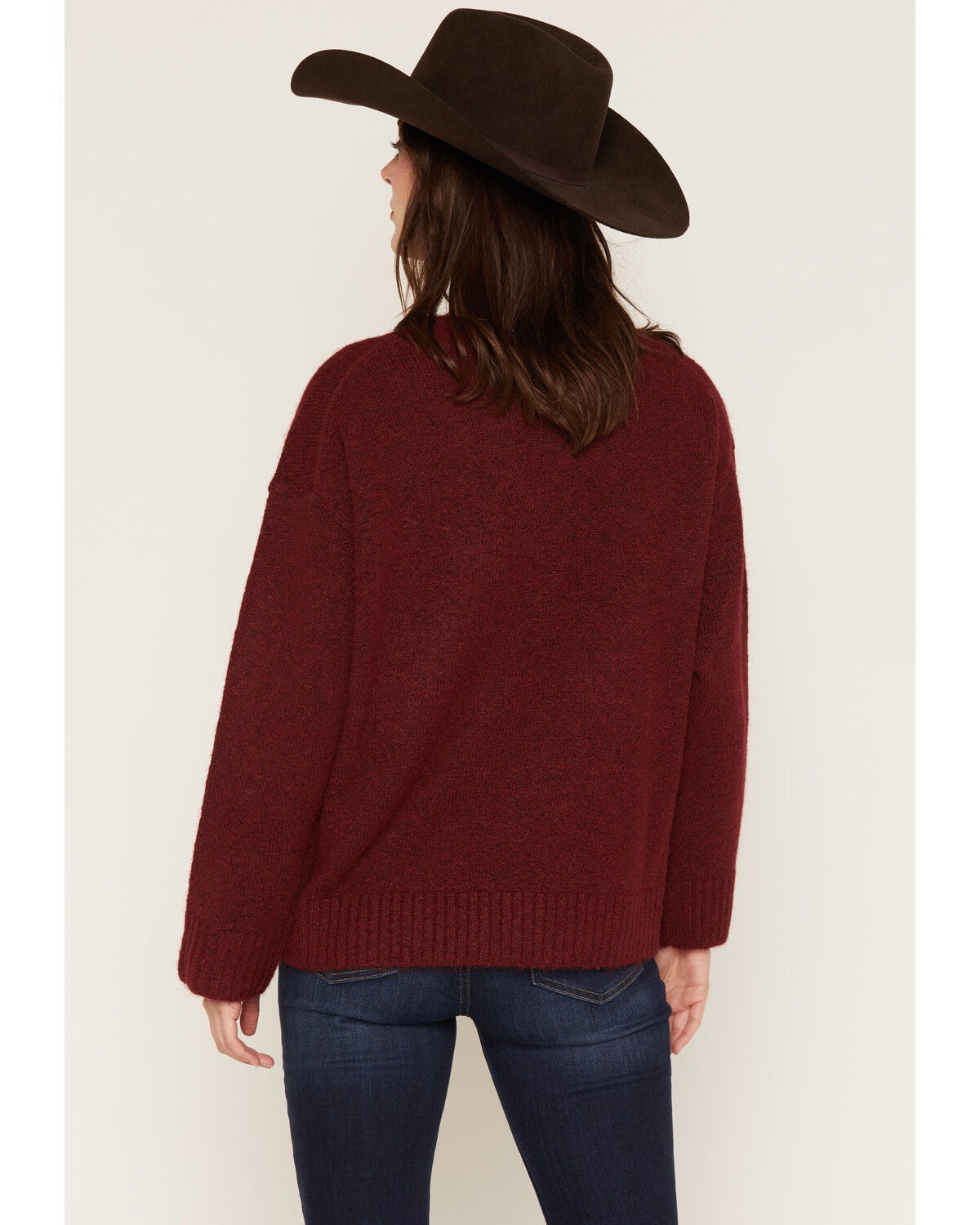 Image #4 - Baevely Women's Be Cowgirl Sweater, Burgundy, hi-res