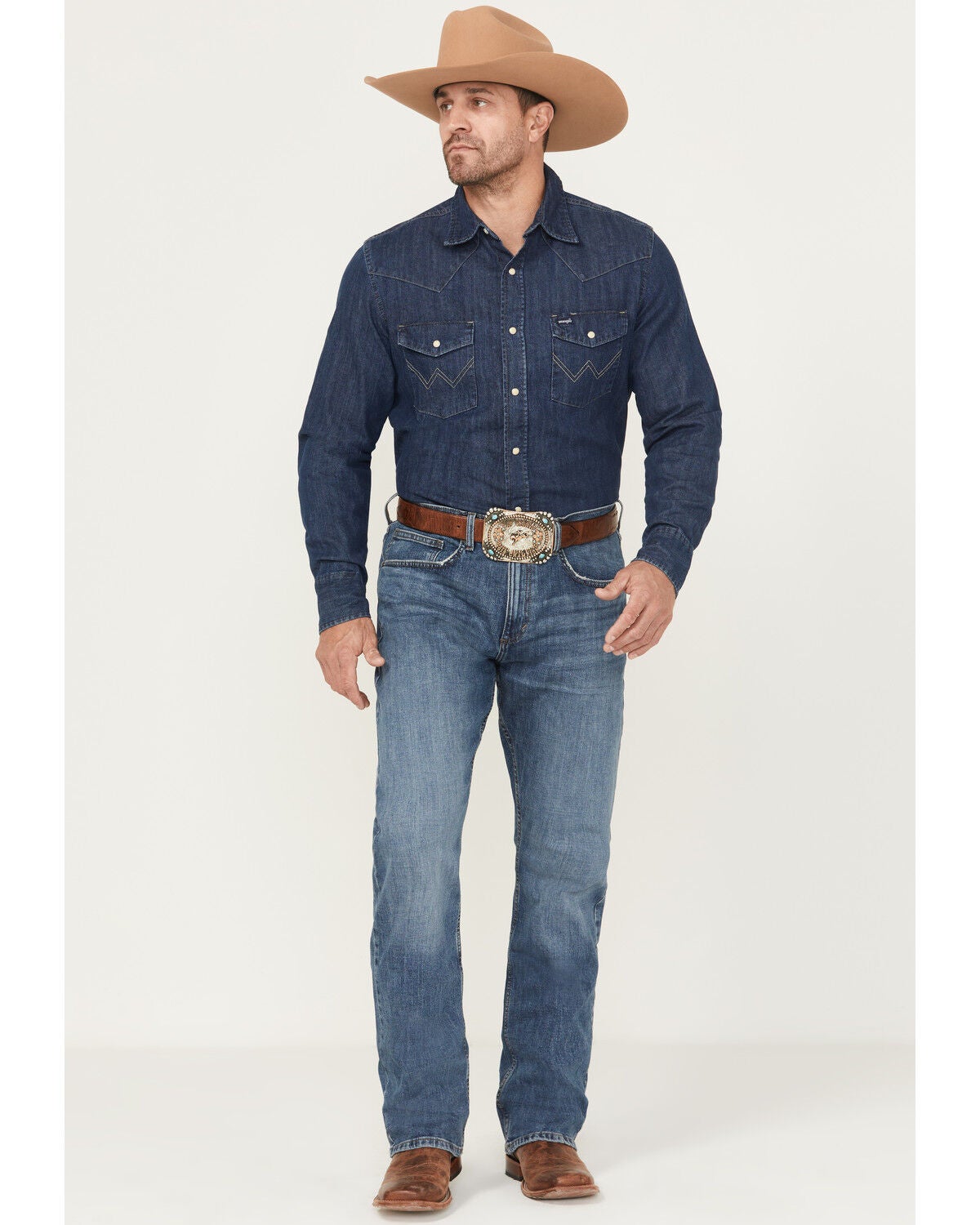 Wrangler Men's 42MWX 20X Medium Wash Slim Fit Bootcut Stretch Denim Jeans, Medium Wash, hi-res