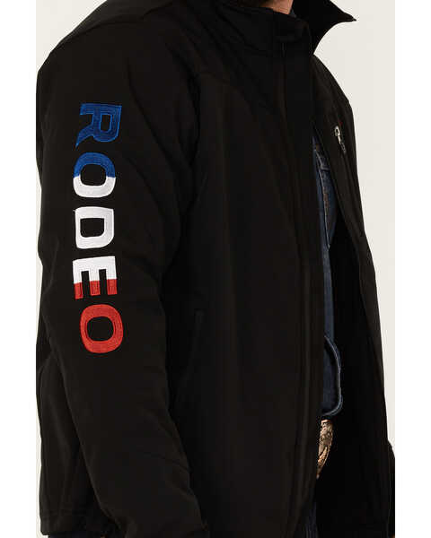 Rodeo Clothing Men's Embroidered USA Logo Zip-Front Softshell Jacket , Black, hi-res