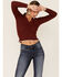 Image #1 - Shyanne Women's Chocolate Collared Ribbed Top, Chocolate, hi-res