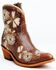 Liberty Black Women's Loren Tonal Floral Embroidered Western Fashion Booties - Medium Toe , Brown, hi-res