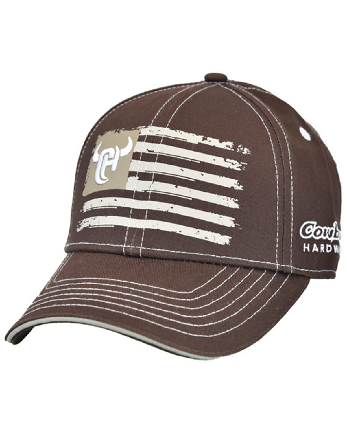 Image #1 - Cowboy Hardware Men's Flag Ball Cap, Brown, hi-res