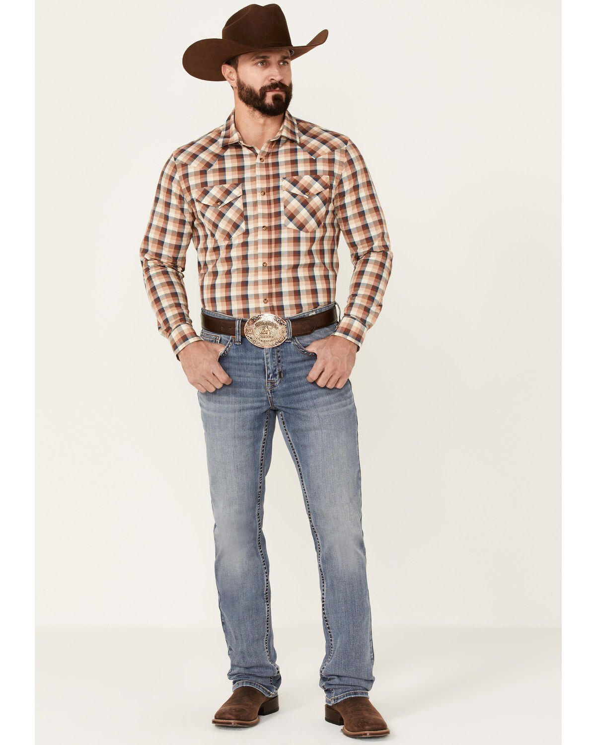 Image #2 - Pendleton Men's Multi Frontier Plaid Long Sleeve Snap Western Shirt, Multi, hi-res