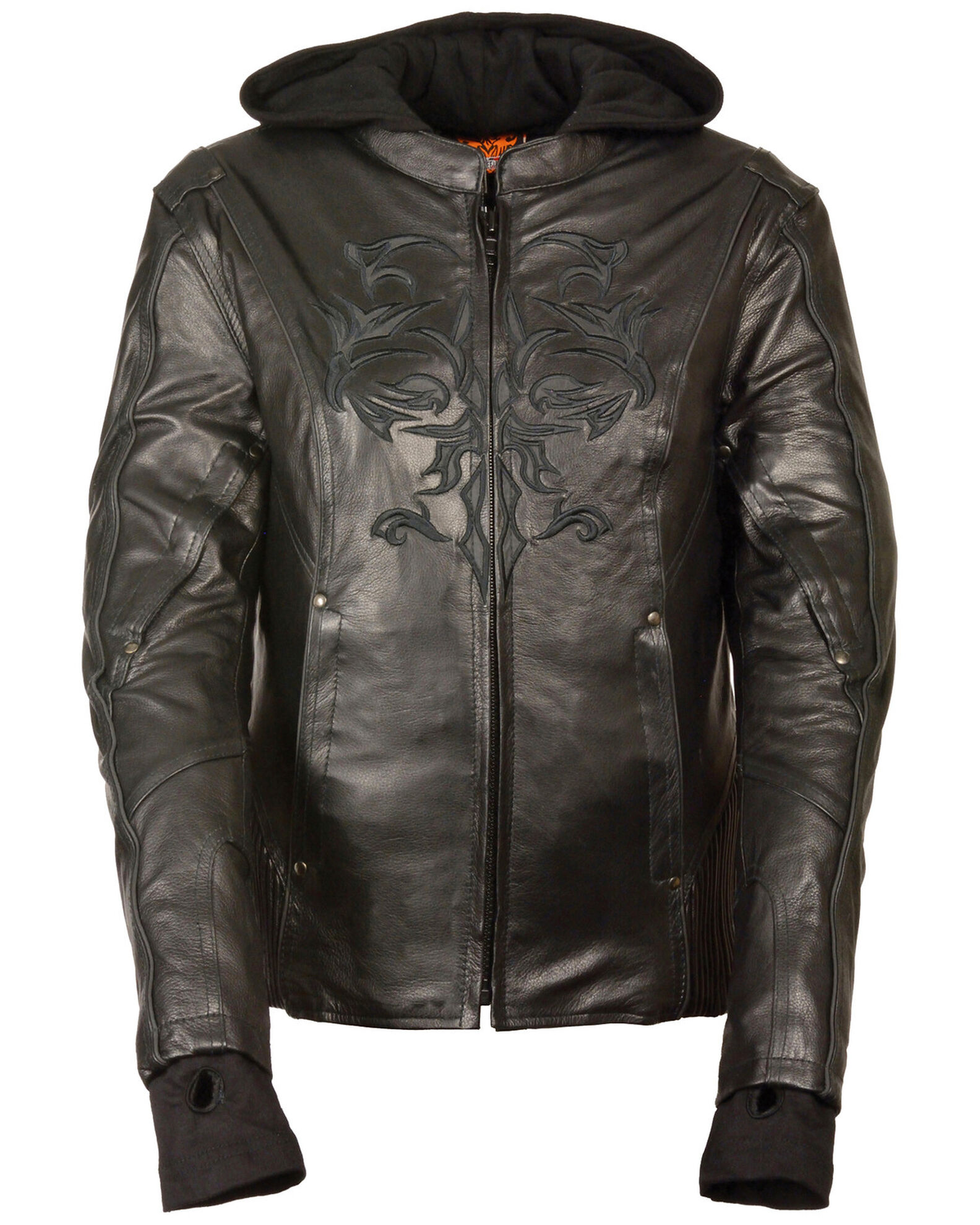 Milwaukee Leather Women s 3 4 Leather Jacket With Reflective Tribal Detail 4X Boot Barn