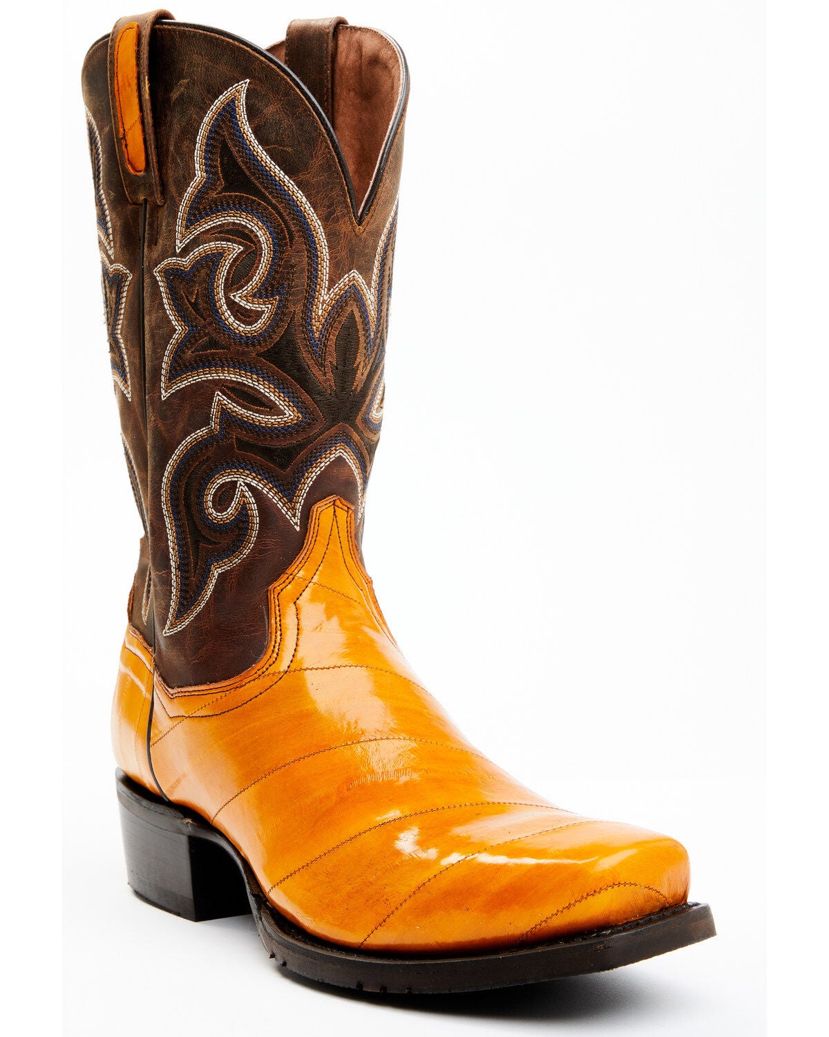Dan Post Men's Eel Exotic Western Boots - Square Toe, Brown, hi-res