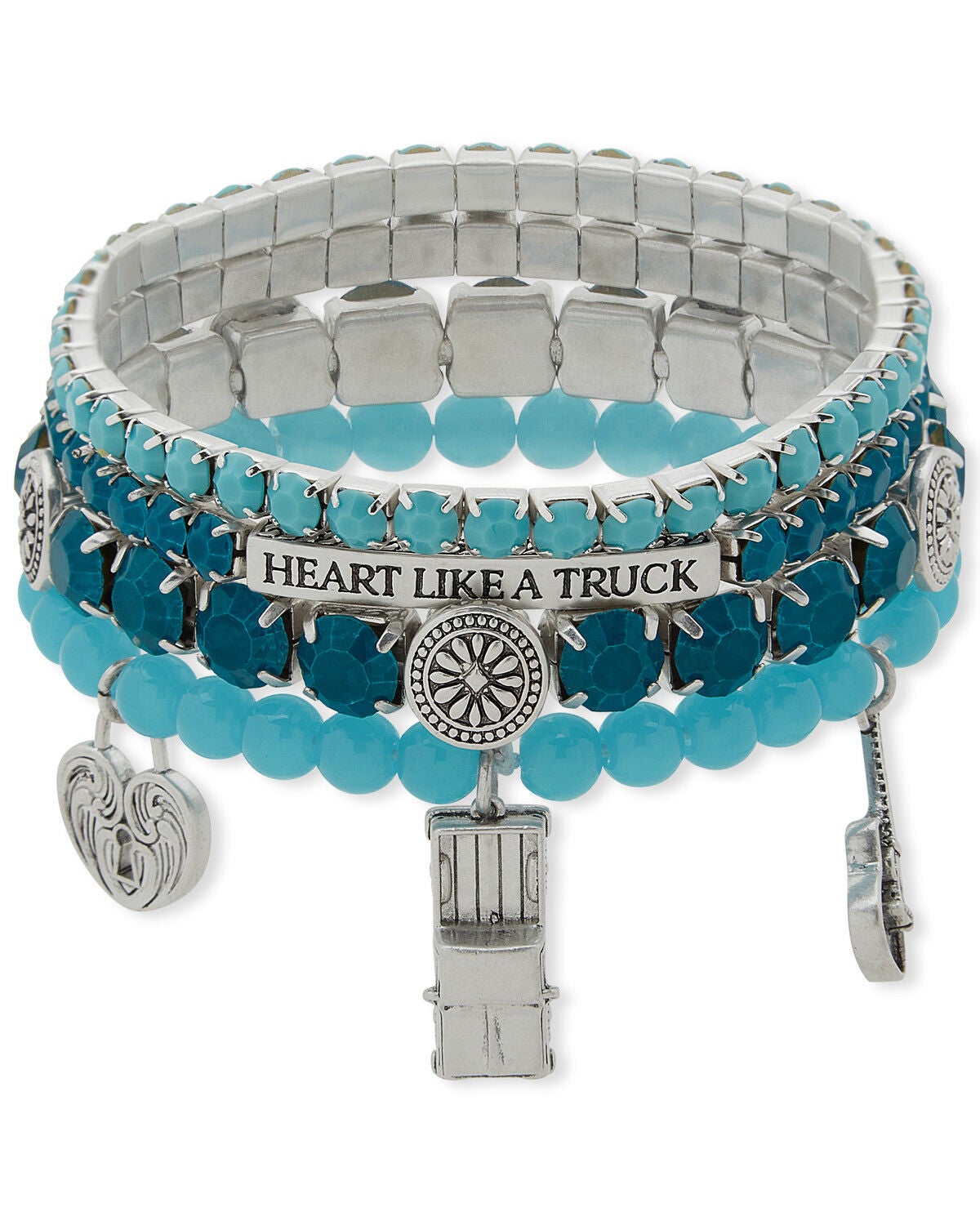 Image #1 - Lainey Wilson Women's Heart Like A Truck Beaded Bracelet, Silver, hi-res